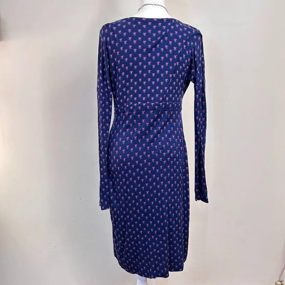 Nursing Dress JoJo Maman Bebe Maternity Navy Pink Floral Long Sleeve S - Picture 3 of 9